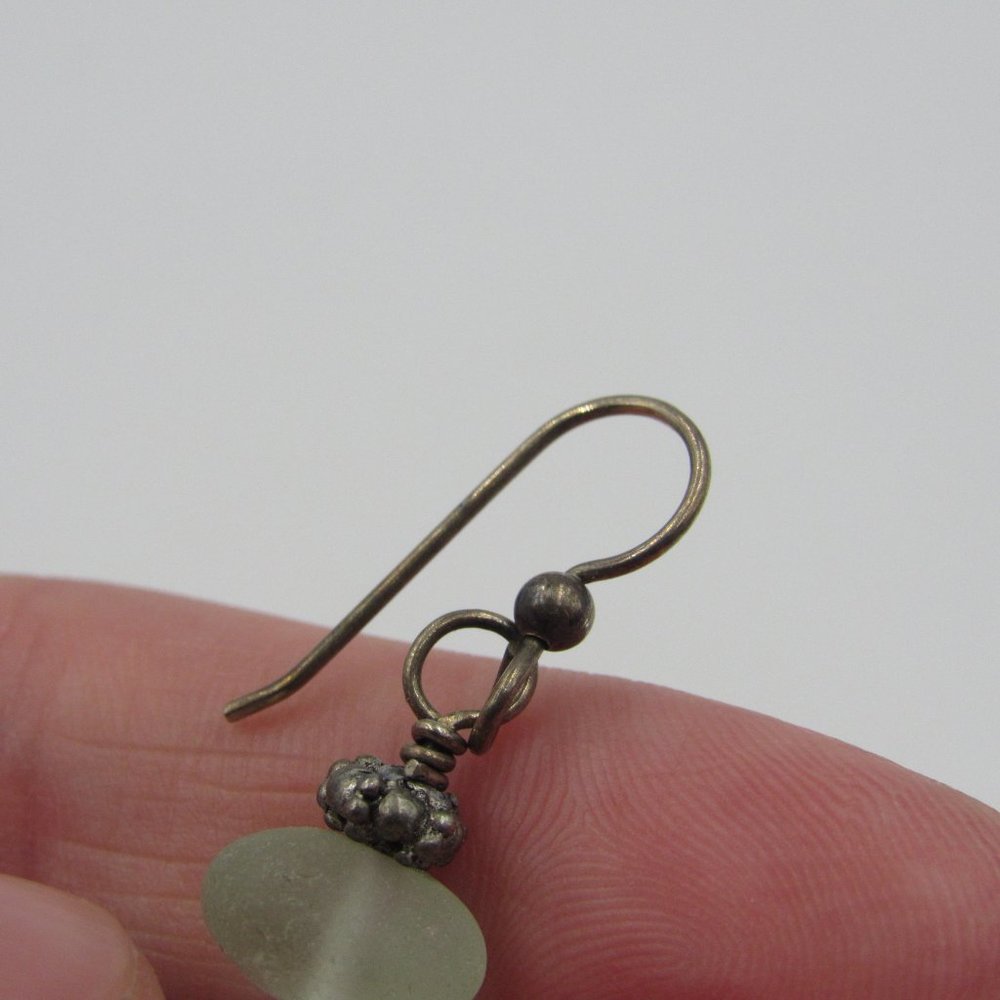 Sterling Rustic White Swirling Shell Earrings - image 2